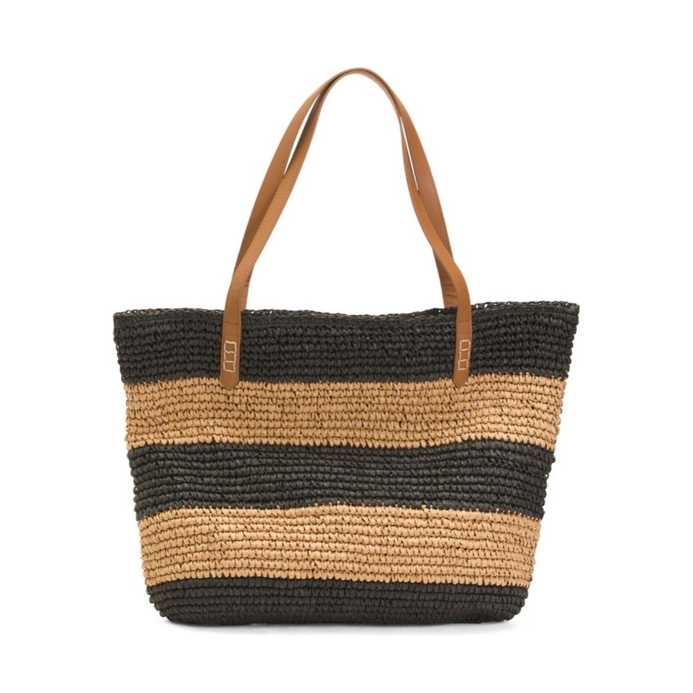 Tommy Bahama Black and Tan Woven Tote